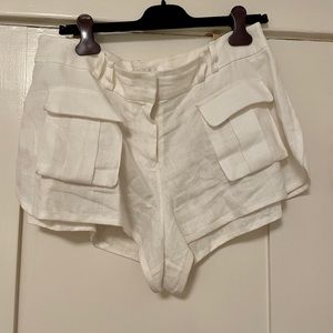 ZIMMERMAN linen cargo pocket shorts size 2/US8 white